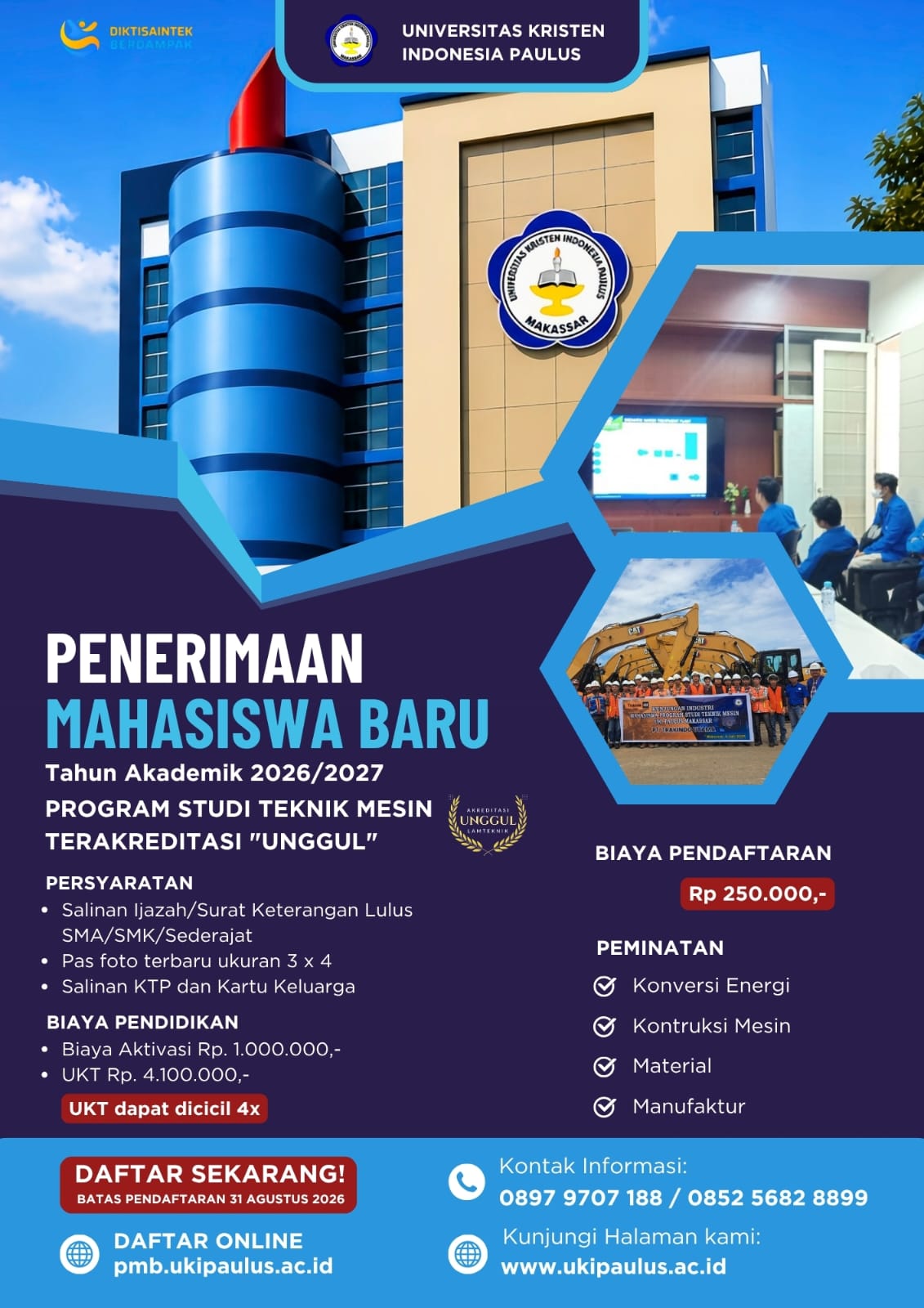 PENERIMAAN MAHASISWA BARU TEKNIK MESIN 2026/2027